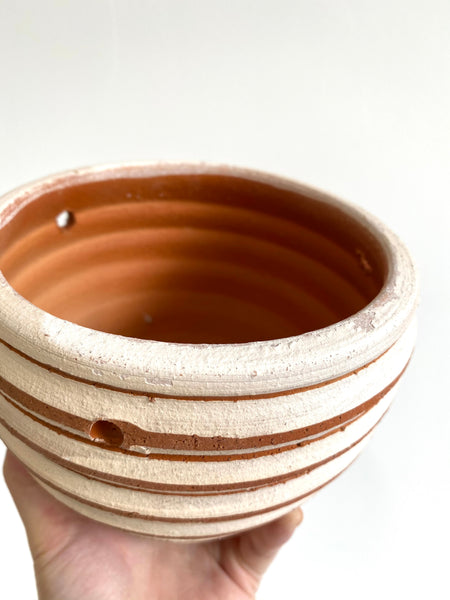 Terracotta 'White Stripes' Pot (3 Sizes)