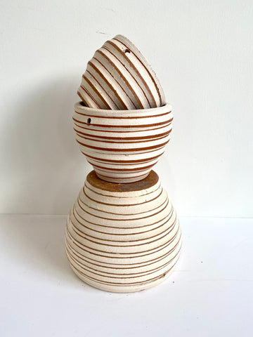 Terracotta 'White Stripes' Pot (3 Sizes)