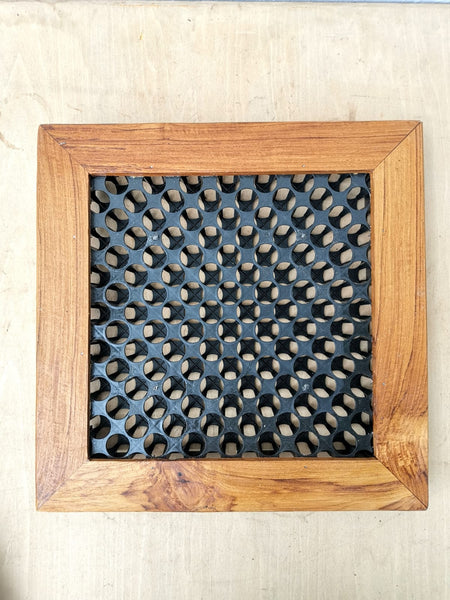 Teak Wood Staghorn Mounting Frame with Drainage Mesh 32cmx32cm